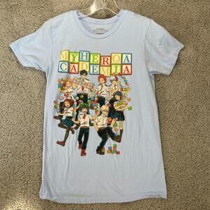 My Hero Academia Shirt Mens Small Light Blue Anime Graphic Tee Short Sleeve